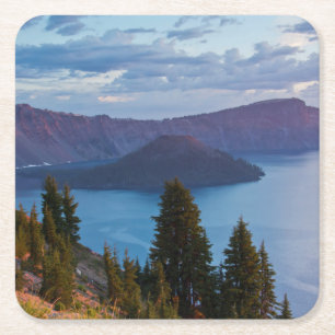 Early Morning, Crater Lake Square Paper Coaster