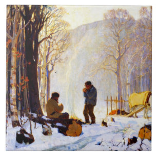 Early Morning in the Woods Ceramic Tile