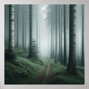 Early Morning Mist Poster, Peaceful Fog in Quiet  Poster