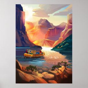 Early morning rafting trip down the Gran Canyon. Poster