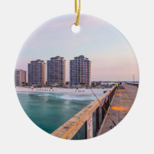 Early Navarre Beach Florida Fishing Ceramic Ornament