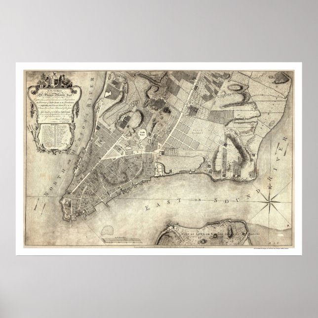 Early New York City Map 1776 Poster (Front)
