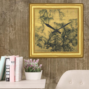 Early Spring, Guo Xi Painting, Framed Square Wall Clock
