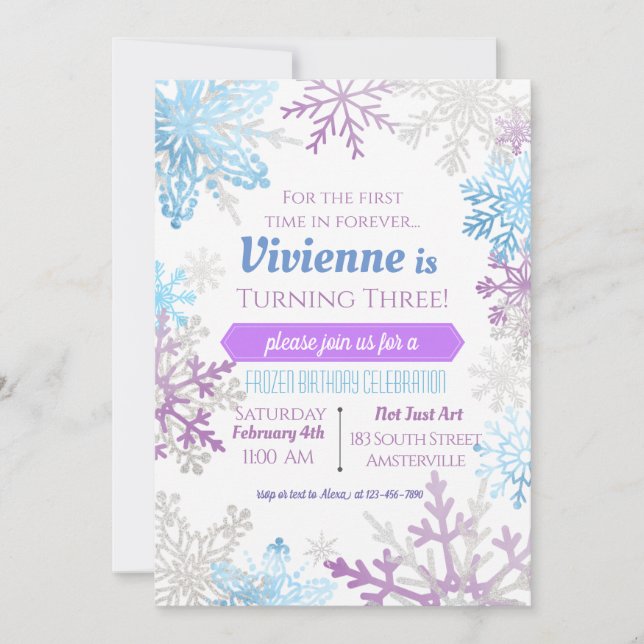 Early Spring Snowflakes Birthday Invitation (Front)