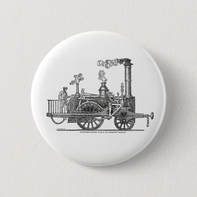 Early Steam Locomotive 6 Cm Round Badge (Front)