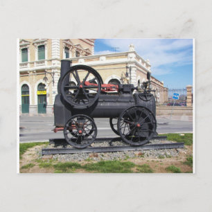 Early Steam Locomotive in Cartagena. Postcard
