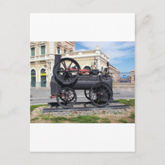 Early Steam Locomotive in Cartagena. Postcard