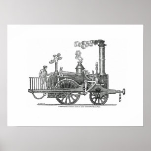 Early Steam Locomotive Poster