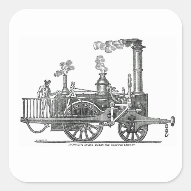 Early Steam Locomotive Square Sticker (Front)