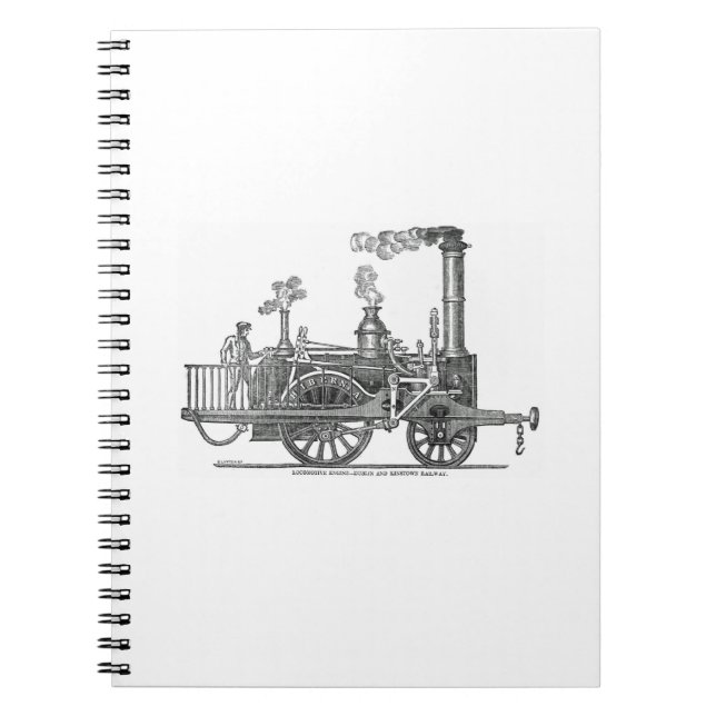 Early Steam Train Locomotive Notebook (Front)
