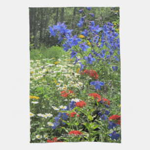 Early Summer Garden Blue Delphinium kitchen towel
