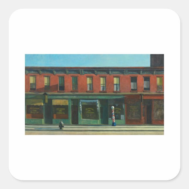 Early Sunday Morning - Edward Hopper Square Sticker (Front)
