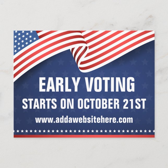 Early Voting 2026 Midterm Election American Flag Postcard (Front)