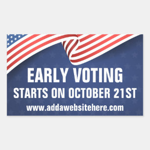 Early Voting 2026 Midterm Election American Flag Rectangular Sticker