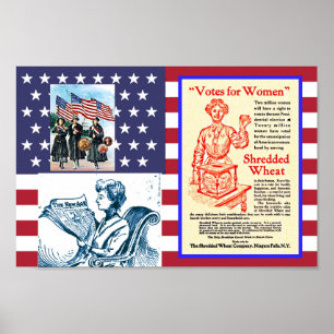 Early Women's Suffrage Movement America 1901-1908 Poster