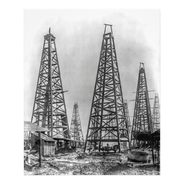 Early Wooden Oil Drilling Derricks of Texas 1901 Photo Print (Front)