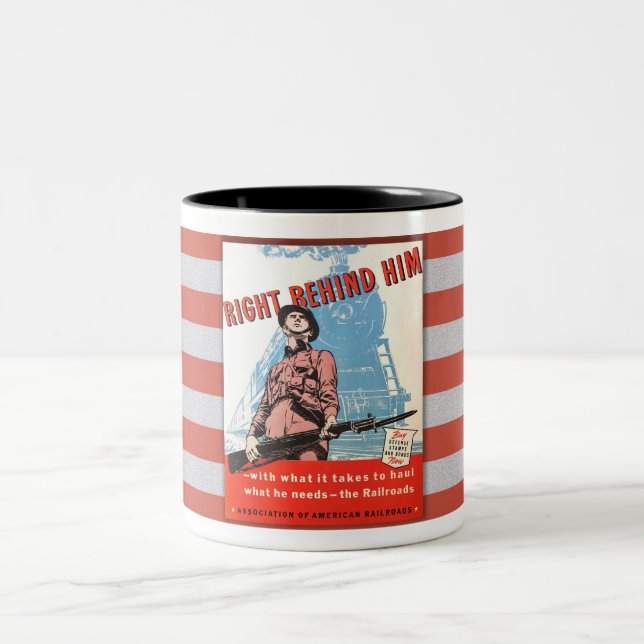 EARLY WWII POSTER RAILROADS Two-Tone COFFEE MUG (Center)