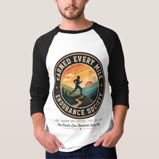 Earn Every Mile Endurance Trail Runner Retro Tee (Front)