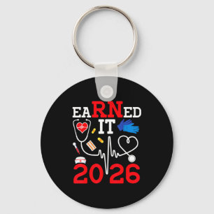 Earned rn class of 2026 nursing graduate registere key ring
