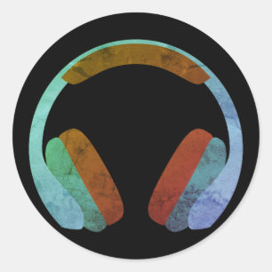 Earphones Emoji Classic Round Sticker