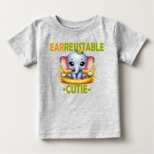Earresistible Cutie fun pun. Baby Elephant cartoon T-Shirt