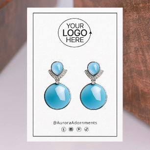 Earring Add Your Logo Black and White Display Card