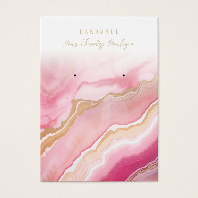 Earring Blush Pink Gold Agate Display Cards (Front)