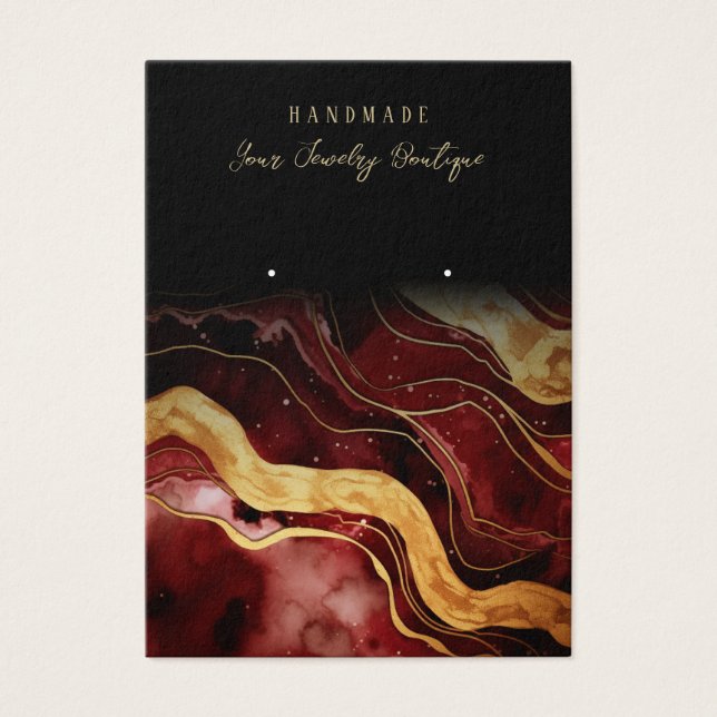 Earring Burgundy Gold Agate Jewellery Display Card (Front)