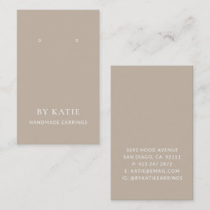 Earring Card Taupe Custom Earring Display Card