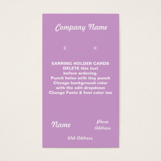 EARRING Cards Custom business cards (Front)