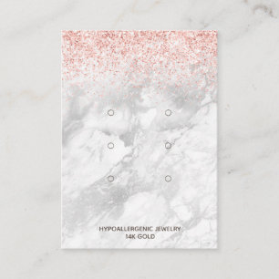 Earring Display 3 Pairs Rose Gold Glitter Marble Business Card