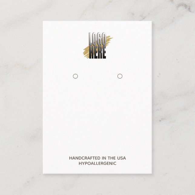 Earring Display Add Logo  Social Media White Business Card (Front)