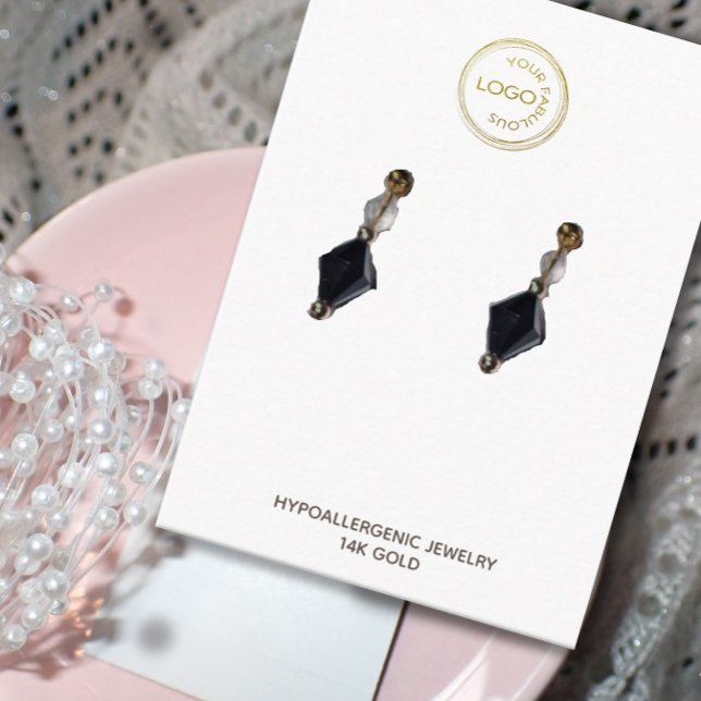 Earring Display Add Your Logo  White Business Card (Creator Uploaded)