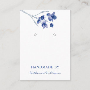 Earring Display Card Blue Modern Watercolor Floral