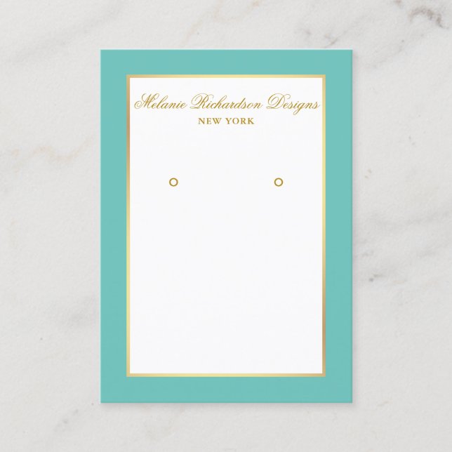 Earring Display Card Gold and Teal (Front)