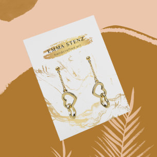 Earring Display Card • Gold Marble Pattern Logo