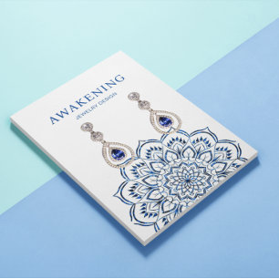 Earring Display Card • Metallic Blue Mandala