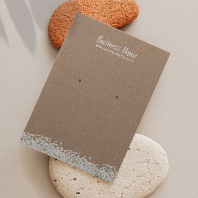 Earring Display Card | Rustic Kraft Baby's Breath (Creator Uploaded)