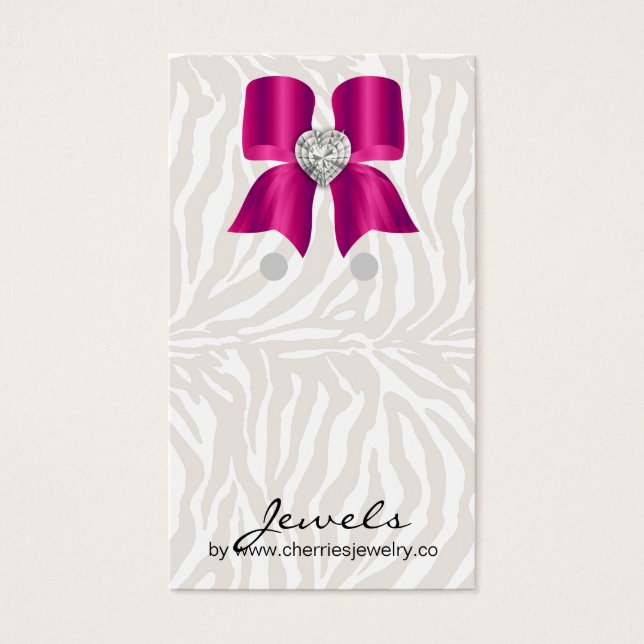 Earring Display Cards Cute Zebra Bow Jewellery Pin (Front)