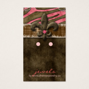 Earring Display Cards Cute Zebra Fleur de Lis