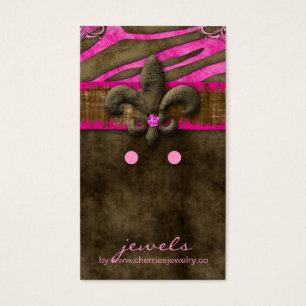 Earring Display Cards Cute Zebra Fleur de Lis