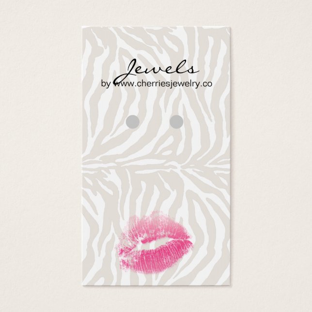 Earring Display Cards Cute Zebra Lips Jewellery (Front)
