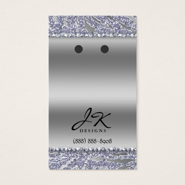 Earring Display Cards Jewellery Zebra Chandelier (Front)