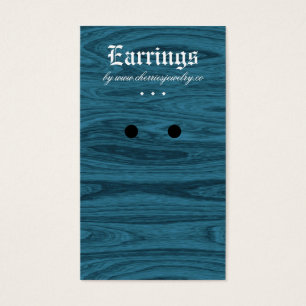 Earring Display Cards Oak Wood Jewellery Blue