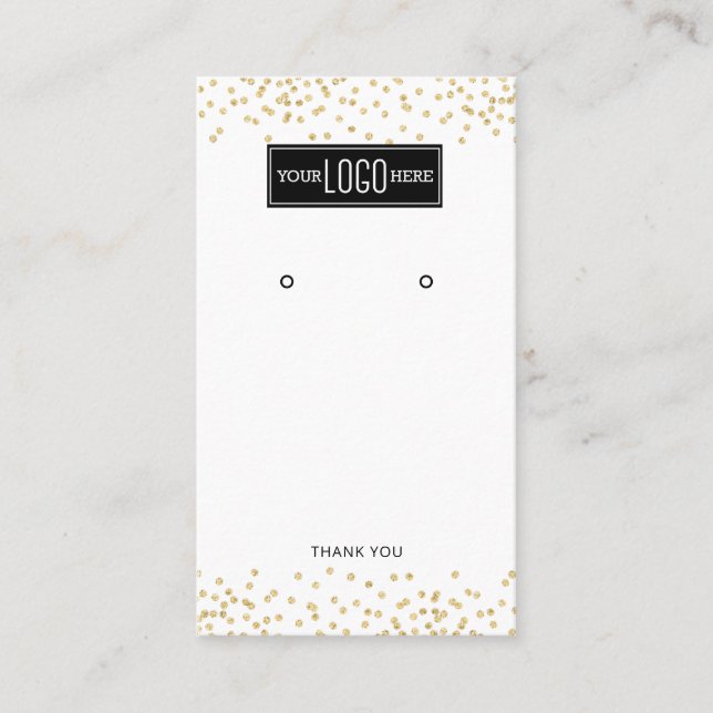 Earring Display Cards – White & Gold Glitter (Front)