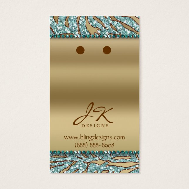 Earring Display Cards Zebra Chandelier Jewellery (Front)