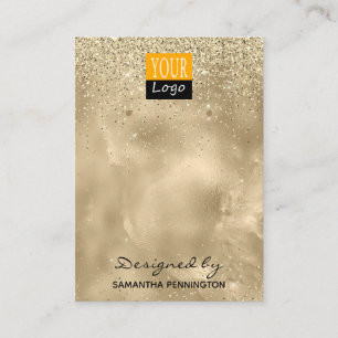 Earring Display Champagne Gold Faux Foil Glitter Business Card