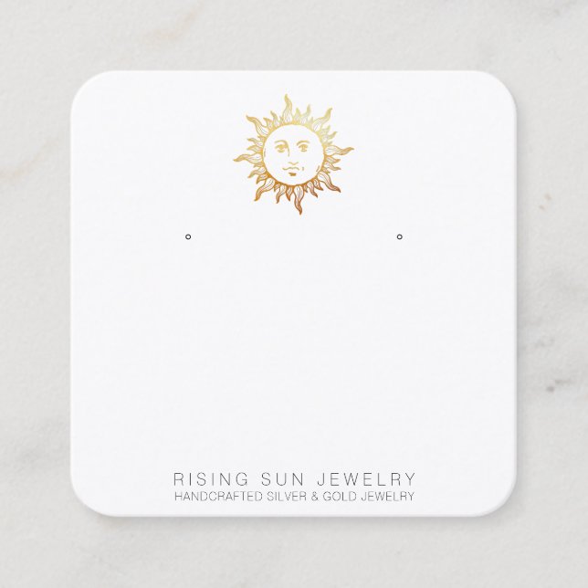*~* EARRING DISPLAY QR Social Media Icons Sun Square Business Card (Front)
