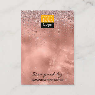 Earring Display Rose Gold Faux Foil & Glitter Logo Business Card