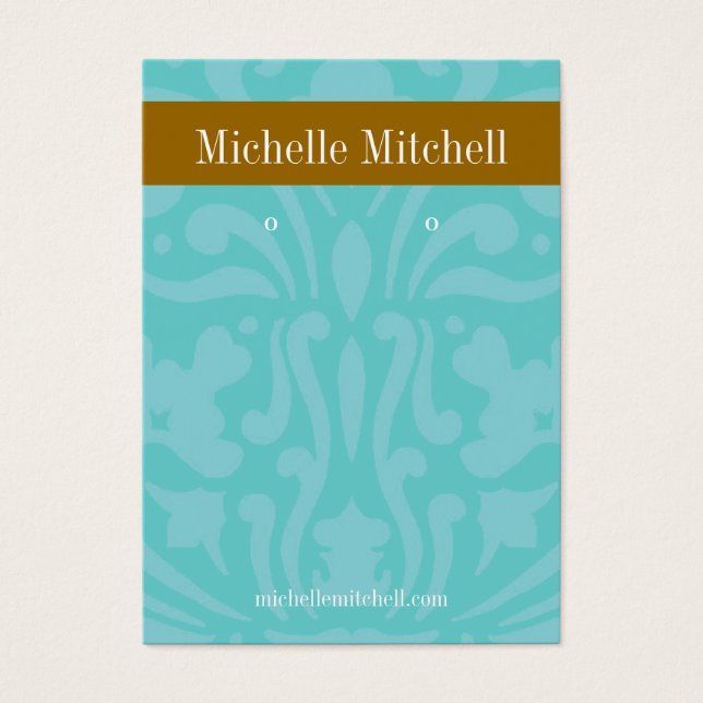 Earring Holder - Business Card Blue Brown (Front)